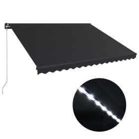 vidaXL Markise Manuell Einziehbar mit LED 400x300 cm Anthrazit