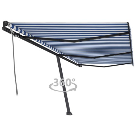 vidaXL Standmarkise Manuell Einziehbar 600x350 cm Blau/Weiß
