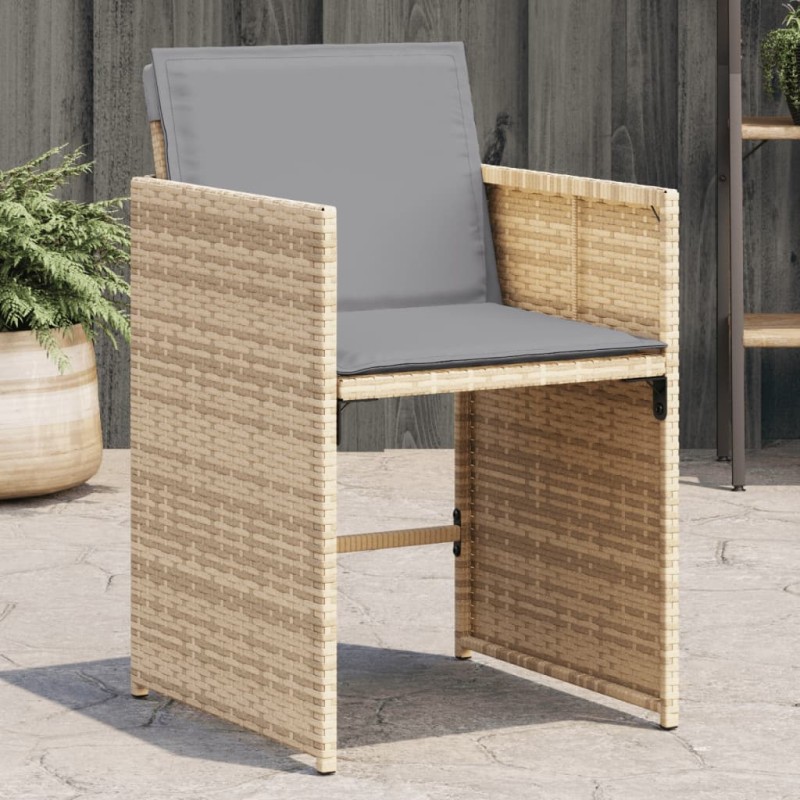 vidaXL Gartenstühle mit Kissen 4 Stk. Beigemischung Poly Rattan vidaXL Gartenstühle mit Kissen 4 Stk. Beigemischung Poly Rattan