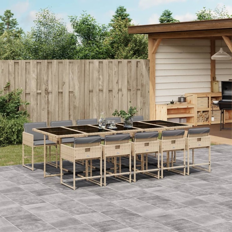 vidaXL 11-tlg. Garten-Essgruppe mit Kissen Beigemischung Poly Rattan vidaXL 11-tlg. Garten-Essgruppe mit Kissen Beigemischung Poly Rattan