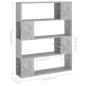 vidaXL Bücherregal Raumteiler Betongrau 100x24x124 cm vidaXL Bücherregal Raumteiler Betongrau 100x24x124 cm