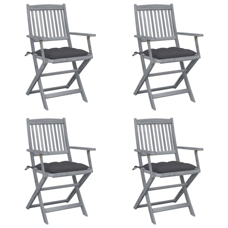 Klappbare Gartenstühle 4 Stk. mit Kissen Massivholz Akazie Klappbare Gartenstühle 4 Stk. mit Kissen Massivholz Akazie