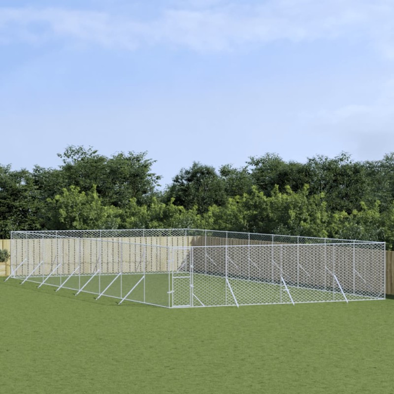 vidaXL Outdoor-Hundezwinger Silbern 8x16x2 m Verzinkter Stahl vidaXL Outdoor-Hundezwinger Silbern 8x16x2 m Verzinkter Stahl