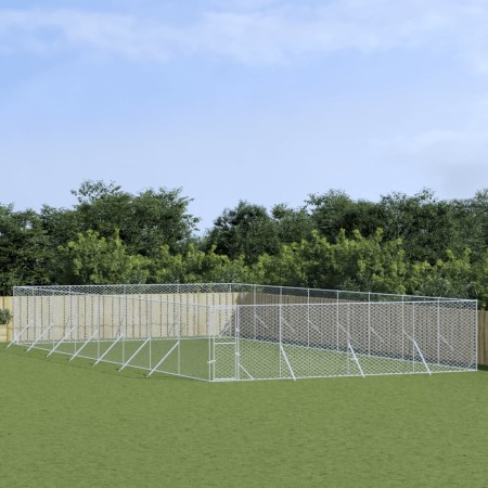 vidaXL Outdoor-Hundezwinger Silbern 8x16x2 m Verzinkter Stahl