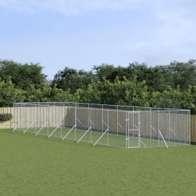 vidaXL Outdoor-Hundezwinger Silbern 4x16x2 m Verzinkter Stahl