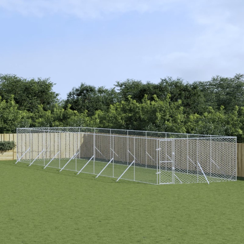vidaXL Outdoor-Hundezwinger Silbern 4x16x2 m Verzinkter Stahl vidaXL Outdoor-Hundezwinger Silbern 4x16x2 m Verzinkter Stahl