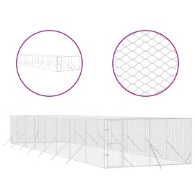 vidaXL Outdoor-Hundezwinger Silbern 4x16x2 m Verzinkter Stahl