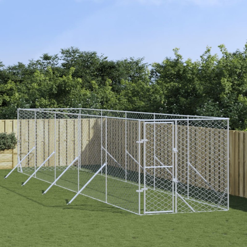 vidaXL Outdoor-Hundezwinger Silbern 2x10x2 m Verzinkter Stahl vidaXL Outdoor-Hundezwinger Silbern 2x10x2 m Verzinkter Stahl