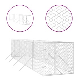 vidaXL Outdoor-Hundezwinger Silbern 2x10x2 m Verzinkter Stahl