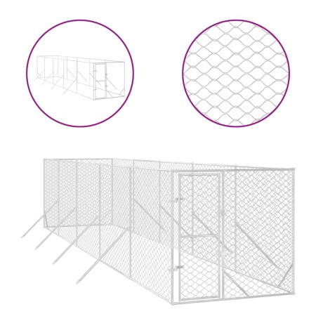 vidaXL Outdoor-Hundezwinger Silbern 2x10x2 m Verzinkter Stahl