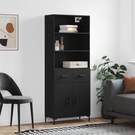 Highboard Schwarz 69,5x34x180 cm Holzwerkstoff