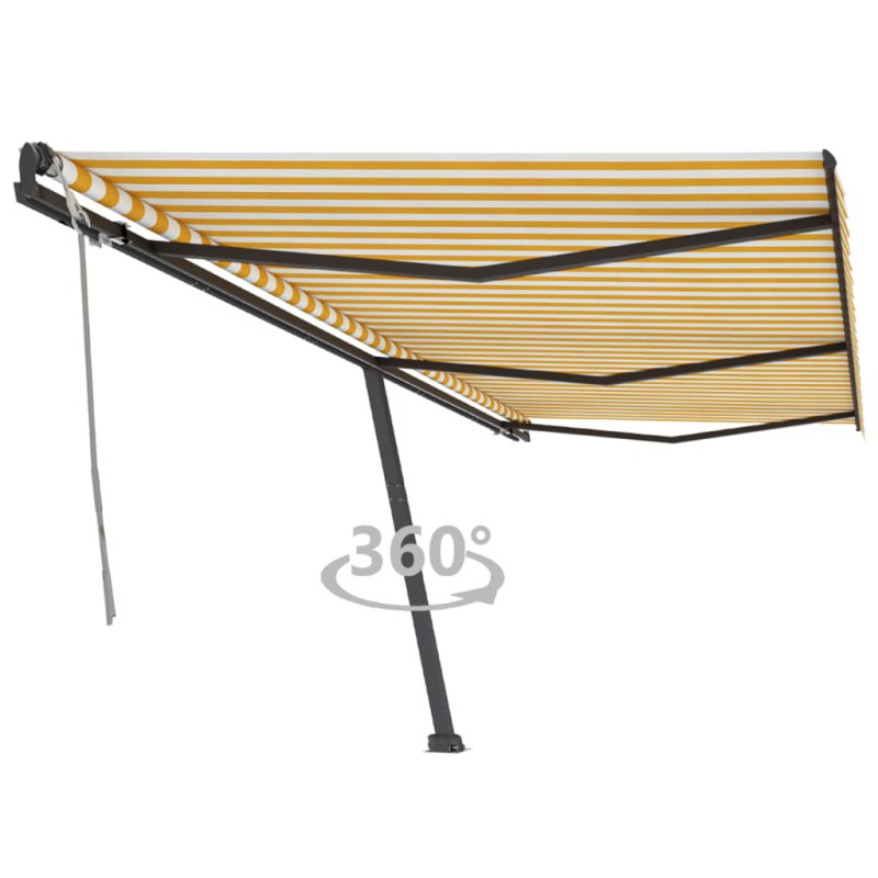 vidaXL Standmarkise Manuell Einziehbar 600x350 cm Gelb/Weiß vidaXL Standmarkise Manuell Einziehbar 600x350 cm Gelb/Weiß