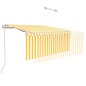 vidaXL Markise Automatisch mit Rollo LED Windsensor 3x2,5 m Gelb Weiß vidaXL Markise Automatisch mit Rollo LED Windsensor 3x2,5 m Gelb Weiß