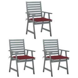 Garten-Essstühle mit Kissen 3 Stk. Massivholz Akazie