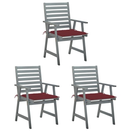 Garten-Essstühle mit Kissen 3 Stk. Massivholz Akazie