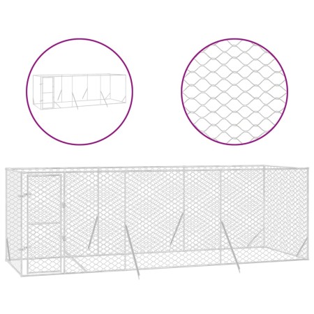 vidaXL Outdoor-Hundezwinger Silbern 6x2x2 m Verzinkter Stahl