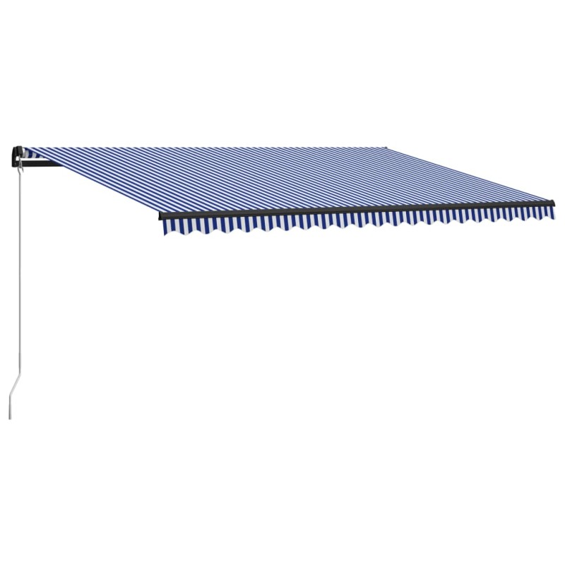 vidaXL Einziehbare Markise Handbetrieben 500×300 cm Blau und Weiß vidaXL Einziehbare Markise Handbetrieben 500×300 cm Blau und Weiß