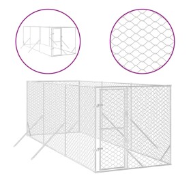 vidaXL Outdoor-Hundezwinger Silbern 2x6x2 m Verzinkter Stahl