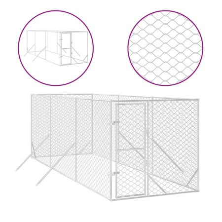 vidaXL Outdoor-Hundezwinger Silbern 2x6x2 m Verzinkter Stahl
