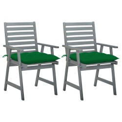 Garten-Essstühle mit Kissen 2 Stk. Massivholz Akazie