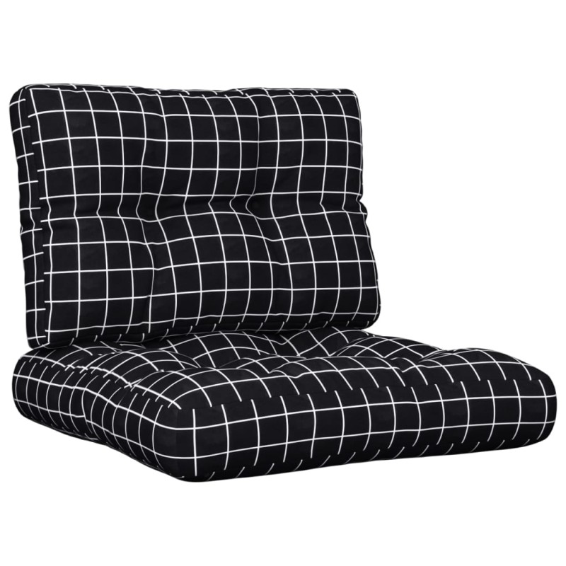 vidaXL Palettenkissen 2-tlg. Schwarz Karomuster Stoff vidaXL Palettenkissen 2-tlg. Schwarz Karomuster Stoff