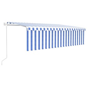 vidaXL Markise Automatisch mit Rollo LED Windsensor 5x3m Blau & Weiß 