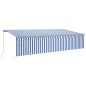 vidaXL Markise Manuell Einziehbar mit Rollo & LED 6x3 m Blau & Weiß vidaXL Markise Manuell Einziehbar mit Rollo & LED 6x3 m Blau & Weiß