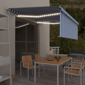 vidaXL Markise Automatisch mit Rollo LED Windsensor 4x3 m Blau & Weiß 