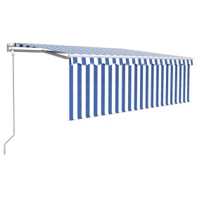 vidaXL Markise Automatisch mit Rollo LED Windsensor 4x3 m Blau & Weiß 