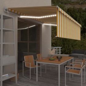 vidaXL Markise Automatisch mit Rollo LED Windsensor 5x3m Gelb & Weiß 