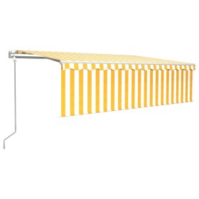 vidaXL Markise Automatisch mit Rollo LED Windsensor 5x3m Gelb & Weiß 