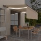 vidaXL Markise Manuell Einziehbar mit Rollo & LED 5x3 m Creme vidaXL Markise Manuell Einziehbar mit Rollo & LED 5x3 m Creme