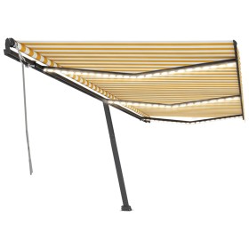 vidaXL Markise Manuell Einziehbar mit LED 600x350 cm Gelb und Weiß