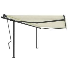 vidaXL Markise Manuell Einziehbar mit Pfosten 4x3,5 m Creme