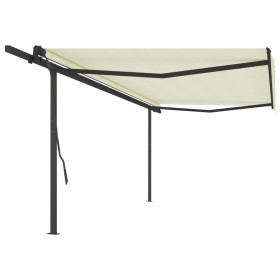 vidaXL Markise Manuell Einziehbar mit Pfosten 5x3,5 m Creme
