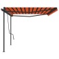 vidaXL Markise Manuell Einziehbar mit Pfosten 5x3,5 m Orange Braun vidaXL Markise Manuell Einziehbar mit Pfosten 5x3,5 m Orange Braun