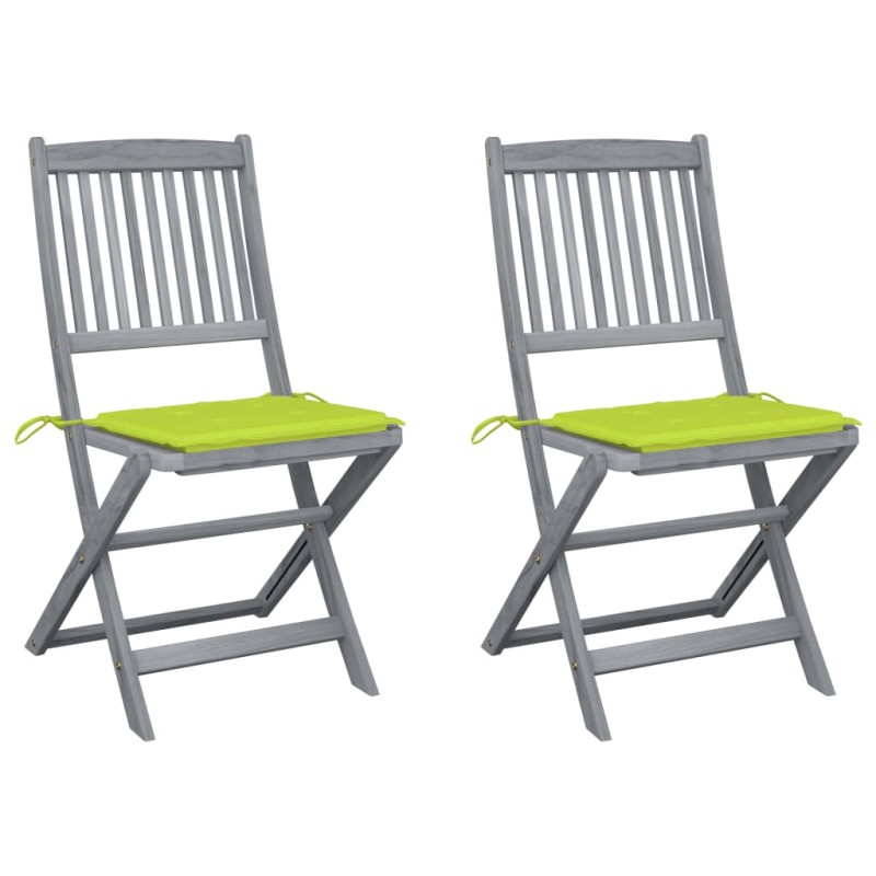 Klappbare Gartenstühle 2 Stk. mit Kissen Massivholz Akazie Klappbare Gartenstühle 2 Stk. mit Kissen Massivholz Akazie