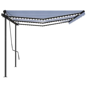 vidaXL Markise Manuell Einziehbar mit LED 6x3 m Blau und Weiß