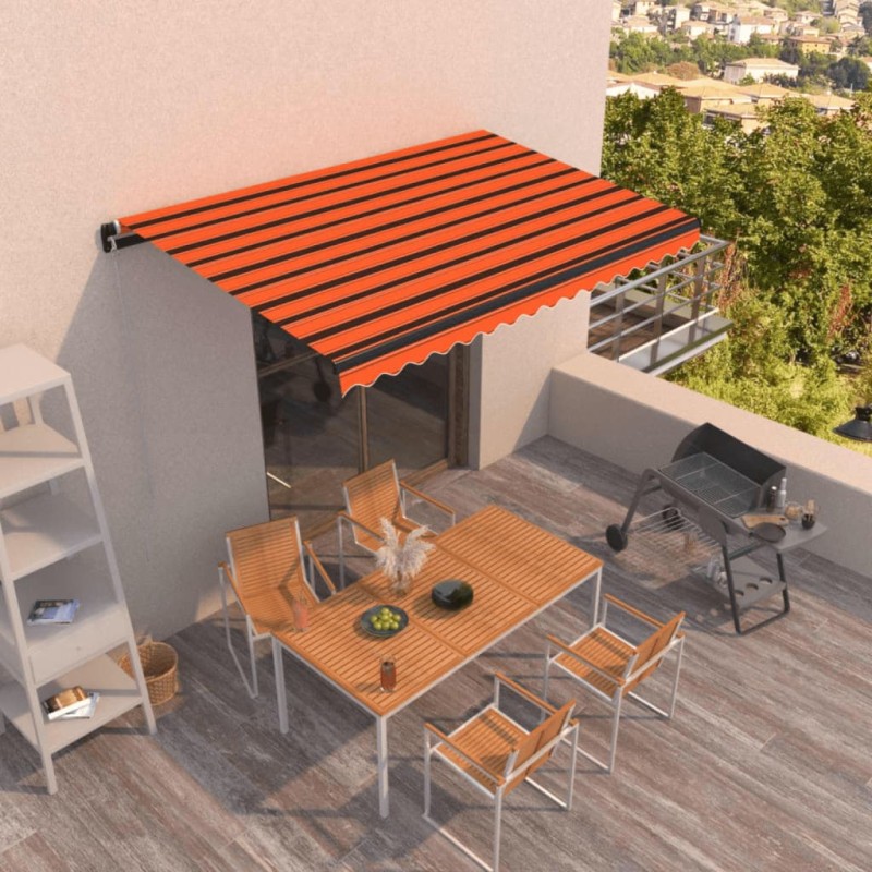 vidaXL Markise Manuell Einziehbar 450x350 cm Orange und Braun vidaXL Markise Manuell Einziehbar 450x350 cm Orange und Braun