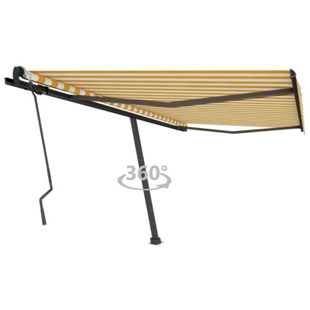 vidaXL Standmarkise Einziehbar Handbetrieben 450x300 cm Gelb/Weiß