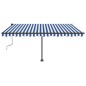 vidaXL Standmarkise Einziehbar Handbetrieben 450x350 cm Blau/Weiß vidaXL Standmarkise Einziehbar Handbetrieben 450x350 cm Blau/Weiß