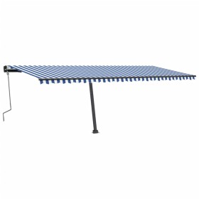 vidaXL Markise Manuell Einziehbar mit LED 600x350 cm Blau und Weiß