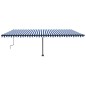 vidaXL Markise Manuell Einziehbar mit LED 600x350 cm Blau und Weiß vidaXL Markise Manuell Einziehbar mit LED 600x350 cm Blau und Weiß