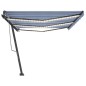 vidaXL Markise Manuell Einziehbar mit LED 600x350 cm Blau und Weiß vidaXL Markise Manuell Einziehbar mit LED 600x350 cm Blau und Weiß