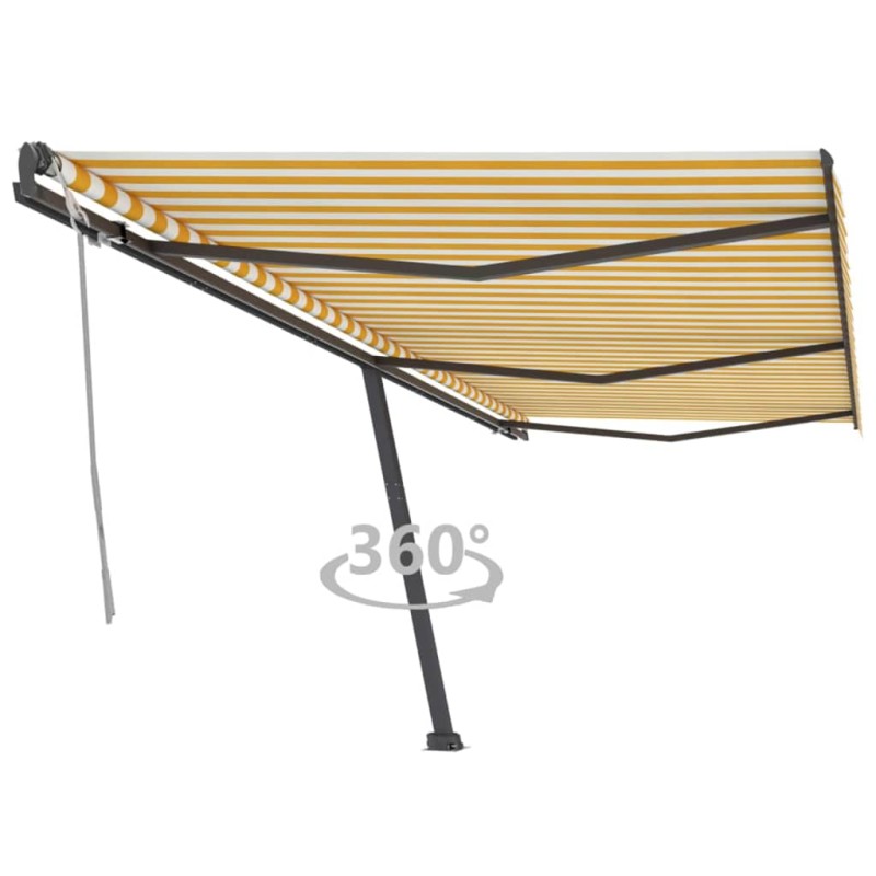 vidaXL Standmarkise Manuell Einziehbar 600x300 cm Gelb/Weiß vidaXL Standmarkise Manuell Einziehbar 600x300 cm Gelb/Weiß