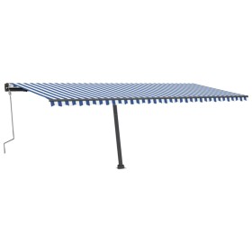 vidaXL Markise Manuell Einziehbar mit LED 600x300 cm Blau und Weiß
