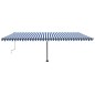 vidaXL Markise Manuell Einziehbar mit LED 600x300 cm Blau und Weiß vidaXL Markise Manuell Einziehbar mit LED 600x300 cm Blau und Weiß