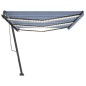 vidaXL Markise Manuell Einziehbar mit LED 600x300 cm Blau und Weiß vidaXL Markise Manuell Einziehbar mit LED 600x300 cm Blau und Weiß