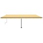 vidaXL Markise Manuell Einziehbar mit LED 600x300 cm Gelb Weiß vidaXL Markise Manuell Einziehbar mit LED 600x300 cm Gelb Weiß