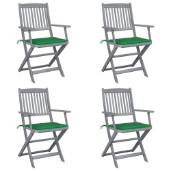 Klappbare Gartenstühle 4 Stk. mit Sitzkissen Massivholz Akazie